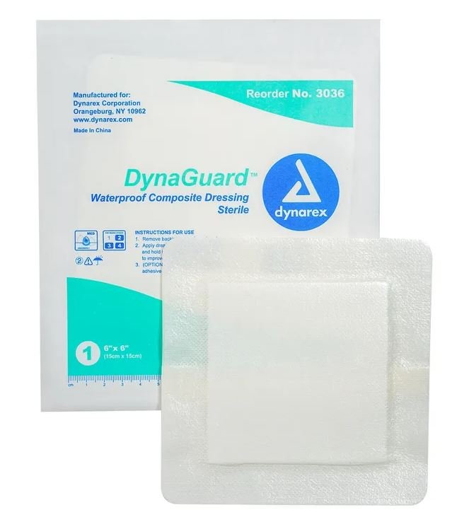 Dynarex DynaGuard - Waterproof Composite Dressing, 6" x 6",   10 Per Box