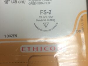ETHICON ETHIBOND™ EXTRA POLYESTER Suture, Reverse Cutting, Size 4-0, 18", Green Braided, Needle FS-2, 3/8 Circle, 1 dz/bx