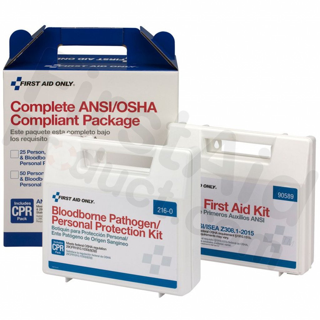 First Aid Only® 25 Person Complete ANSI/OSHA Compliance Package (First Aid and BBP)