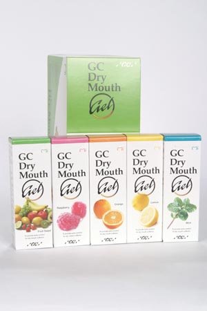 GC AMERICA DRY MOUTH GEL - Dry Mouth Gel Assorted Flavors Contains: 5 Tubes (40g ea) of Fruit Salad, Lemon, Mint, Orange & Raspberry, 10/pk