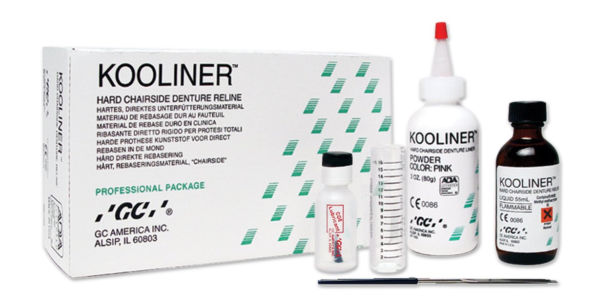 Kooliner professional package Contains: 3 oz. bottle powder, 2 oz. bottle liquid, 5⁄8 oz. bottle lubricant, measuring scoop, glass measuring vial.