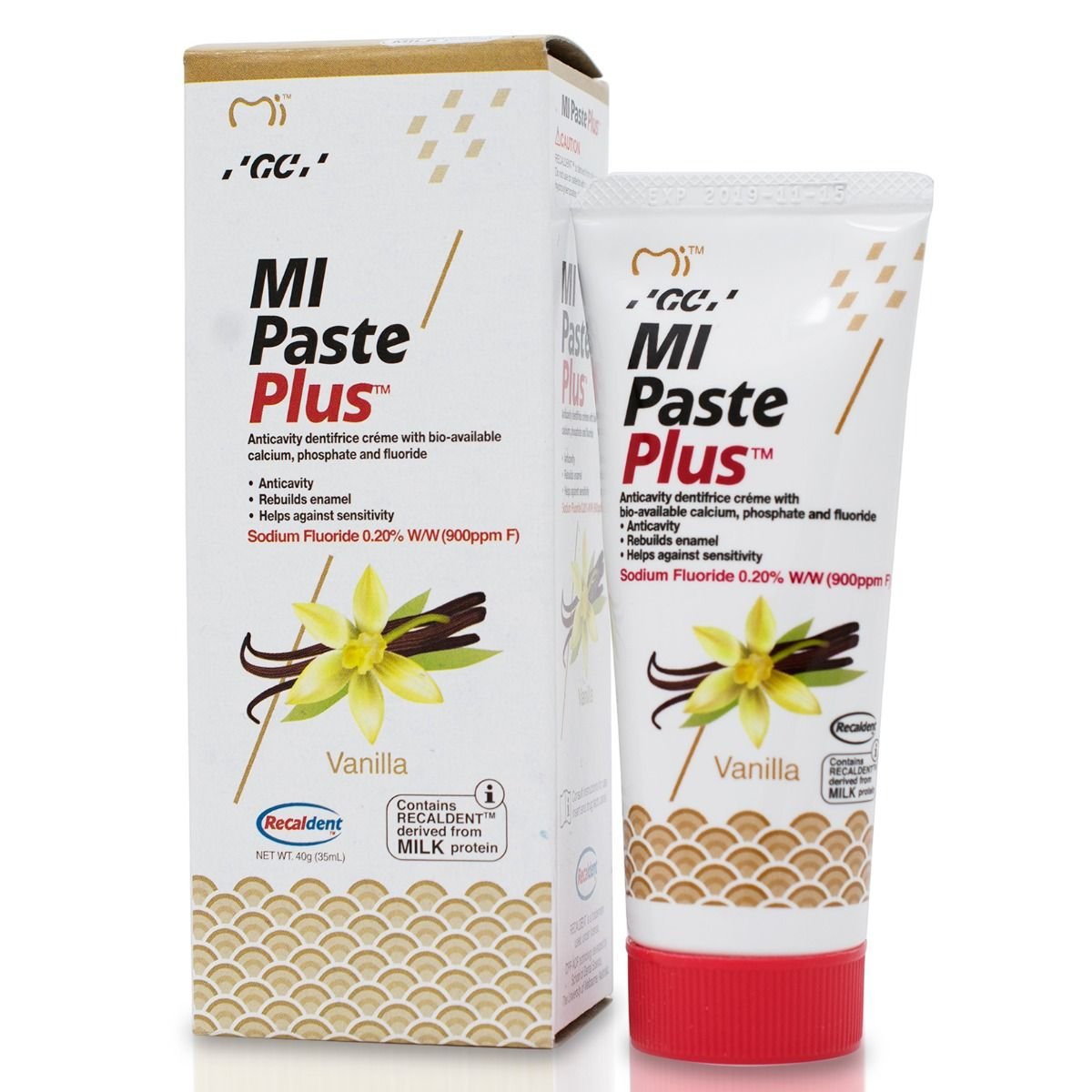 MI Paste Plus Vanilla 10/Pk. Topical Tooth Cream with Calcium, Phosphate and 0.2% Fluoride. 10 Tubes