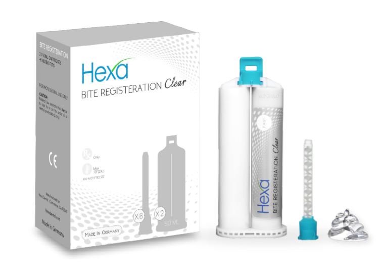 Hexa Bite Registration CLEAR 50ml, Regular Set, GERMAN MADE, 2 Cartridges+6 Mixing Tips, HBC-0004