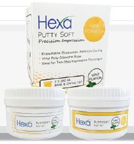 Hexa Dental Hard Putty Regular Set 1 X 290ml Jar Base, 1 x 290ml Jar Catalyst + 2 Putty Scoops (PS-0004)