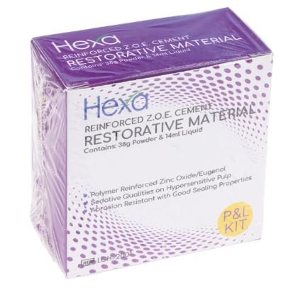 Hexa Dental Reinforced Z.O.E. Cement Restorative Material, 38g Powder + Measuring Spoon (LCH-2002)