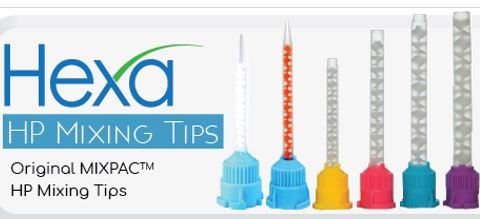 Hexa HP Style Mixing Tips - 1:1 / 2:1, Yellow, Size Small (4.2mm) - 48 TIPS