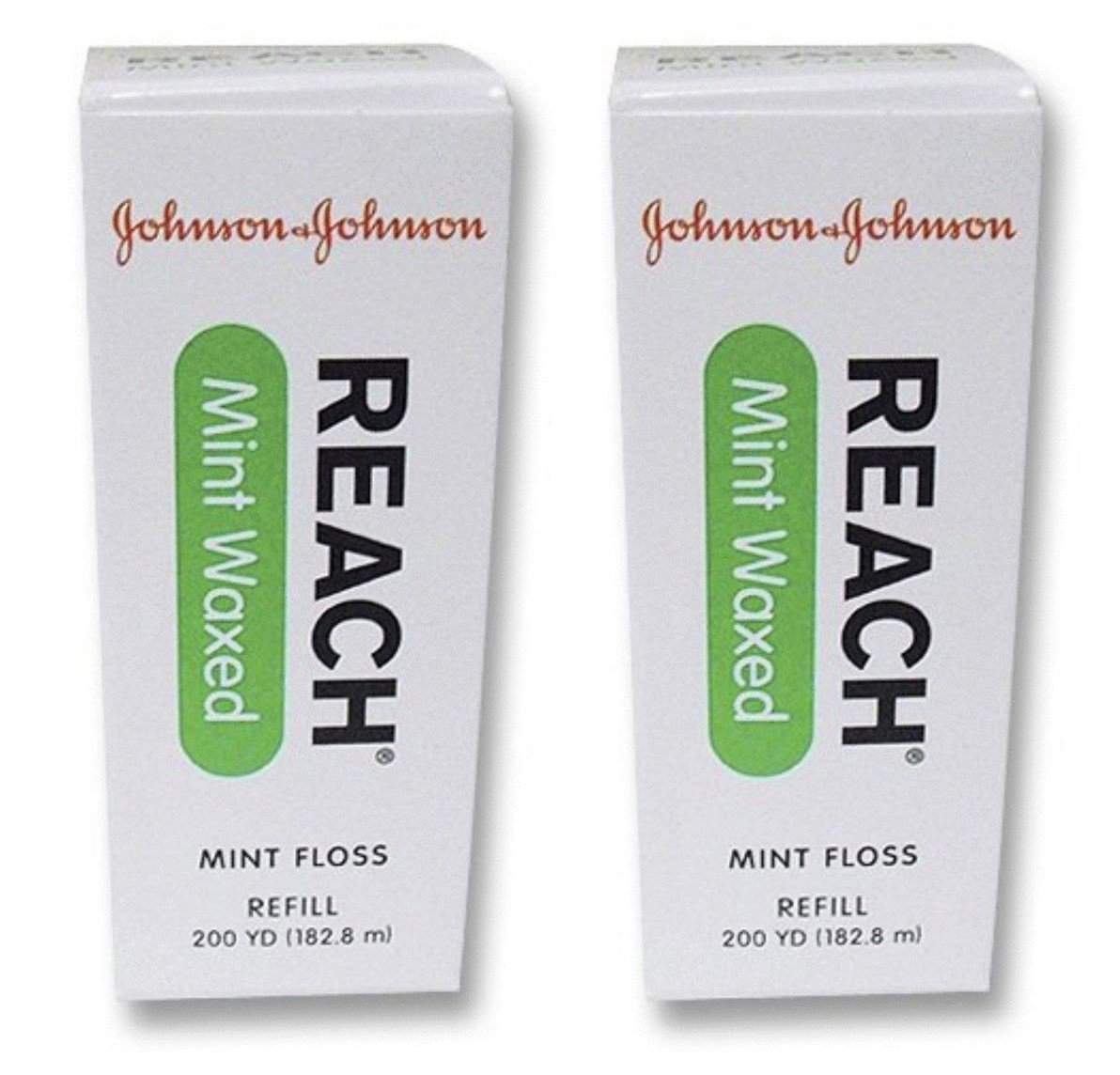 2 x J&J REACH DENTAL FLOSS - PROFESSIONAL SIZE - Dental Floss, Waxed, Mint, 200 yds