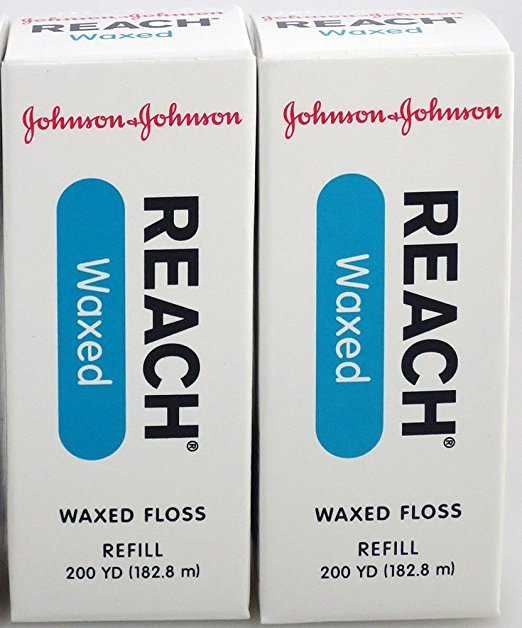 2 x J&J REACH DENTAL FLOSS - PROFESSIONAL SIZE - Dental Floss, Waxed, Unflavored, 200 yds
