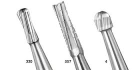 Kerr Midwest Type FG #557 straight fissure crosscut carbide bur, clinic pack. 100 burs/Box