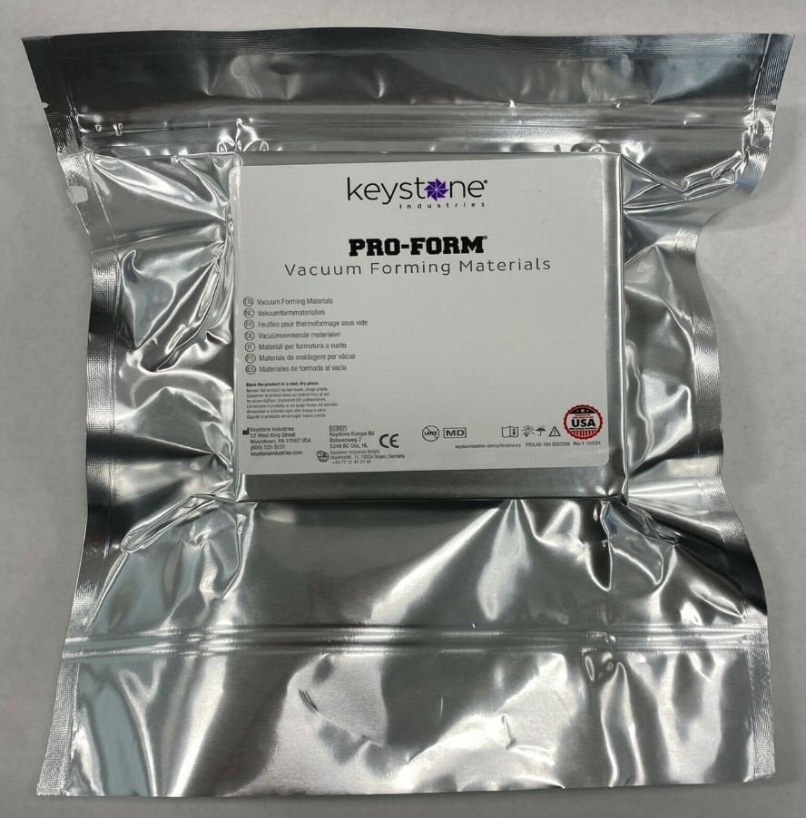 Keystone PRO-FORM Vacuum Forming Materials, Splint Material .080 (2mm), 25 Sheets/Box