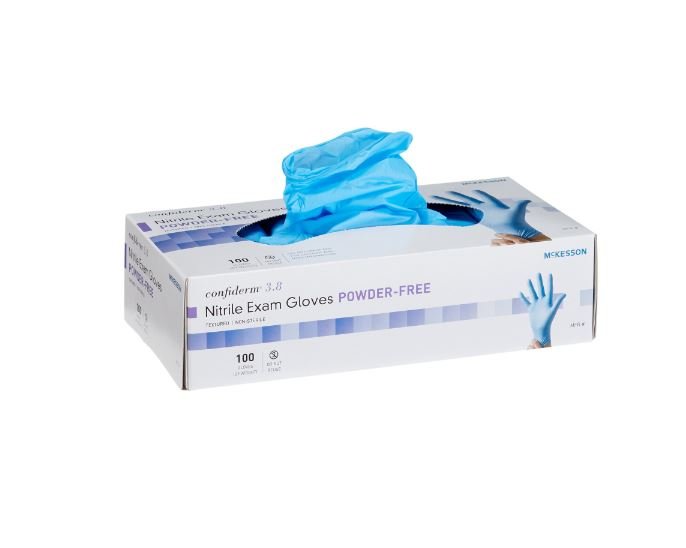 Exam Glove McKesson Confiderm® 3.8 Large NonSterile Nitrile Standard Cuff Length Textured Fingertips Blue Not Rated - LARGE