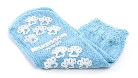 Slipper Socks McKesson Terries™ Youth Light Blue Above the Ankle 1/Pair