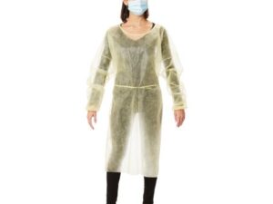 Cypress Protective Procedure Gown McKesson One Size Fits Most Yellow NonSterile Disposable GOWN, ISO OPN ELASCUF LF YLW (10/bg)