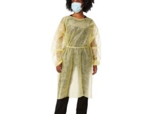 Cypress Protective Procedure Gown McKesson One Size Fits Most Yellow NonSterile Disposable GOWN, ISO FULL ELASCUF LF YLW (10/PK)