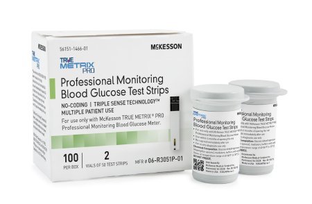 Blood Glucose Test Strips McKesson TRUE METRIX® PRO 100 Strips per Box 06-R3051P-01
