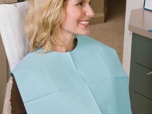 TIDI Contour Neck Bibs, 17" x 18", 2-Ply + Poly, White, 500/cs