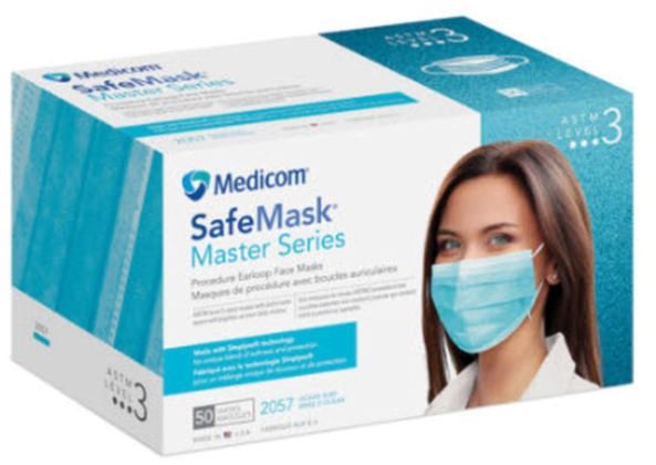 MEDICOM SAFEMASK® MASTER SERIES MASKS - SafeMask ASTM Level 3 Master Series, Ocean Surf (Aquamarine), 50/bx, 10 bx/cs