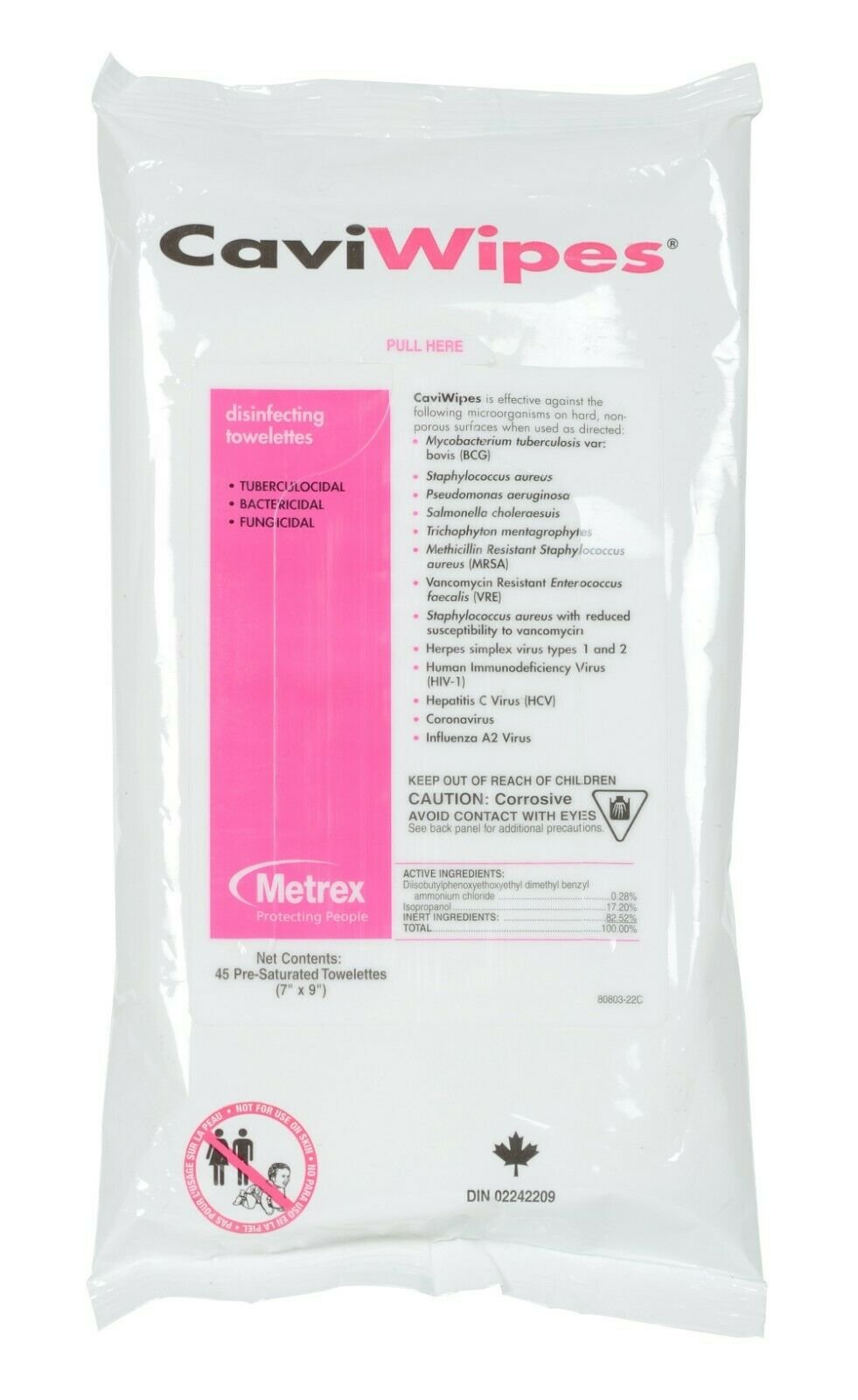 Metrex CaviWipes™ Disinfecting Towelettes 45 Wipes per Canister 7" x 9"