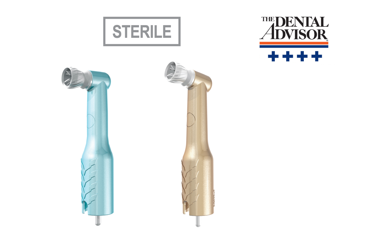 Pac-Dent Sterile Mini Ergo™ Disposable Prophy Angle w Contra angle, gray soft cup, turquoise, 144/pack