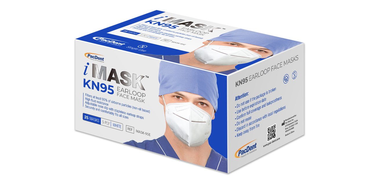 Pac-Dent IMask™ Premium KN95 Face Masks, Earloop , 25 pcs/Box