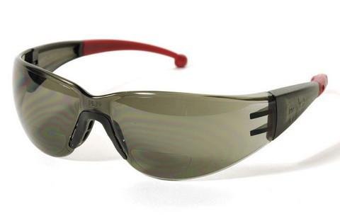 Gemini, Bifocal Readers Grey Frame w/ Burgundy Tips  - Grey Lens 1.5 Diopter