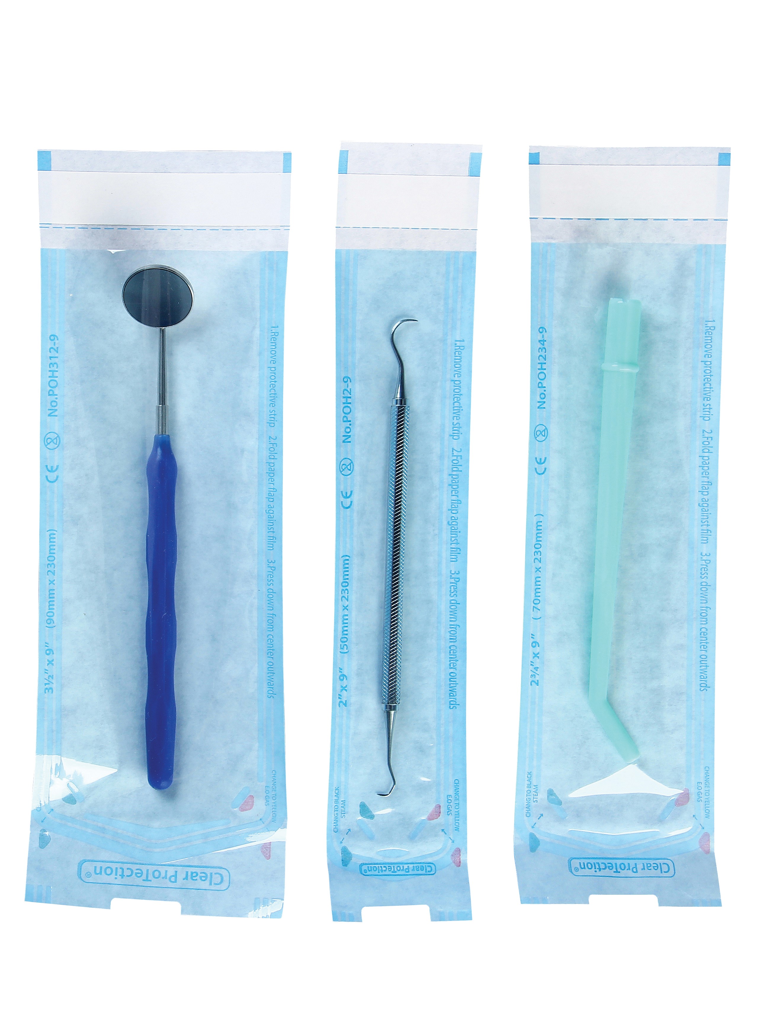 Plasdent AUTOCLAVE POUCHES 3½" x 9", Dual Indicator (200pcs/box)