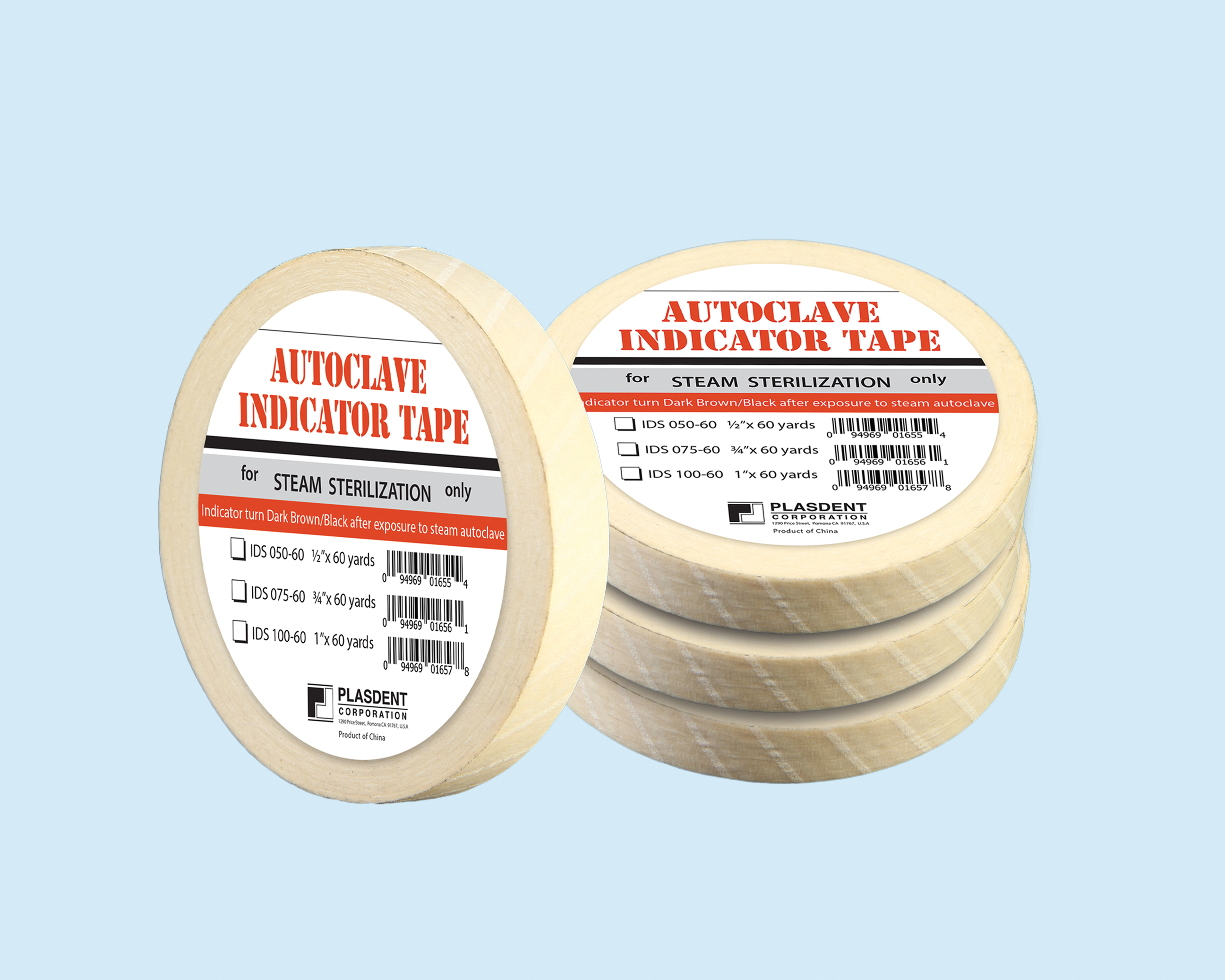 Plasdent Autoclave Indicator Tape, ½”x 60 Yards, Steam  Sterilization