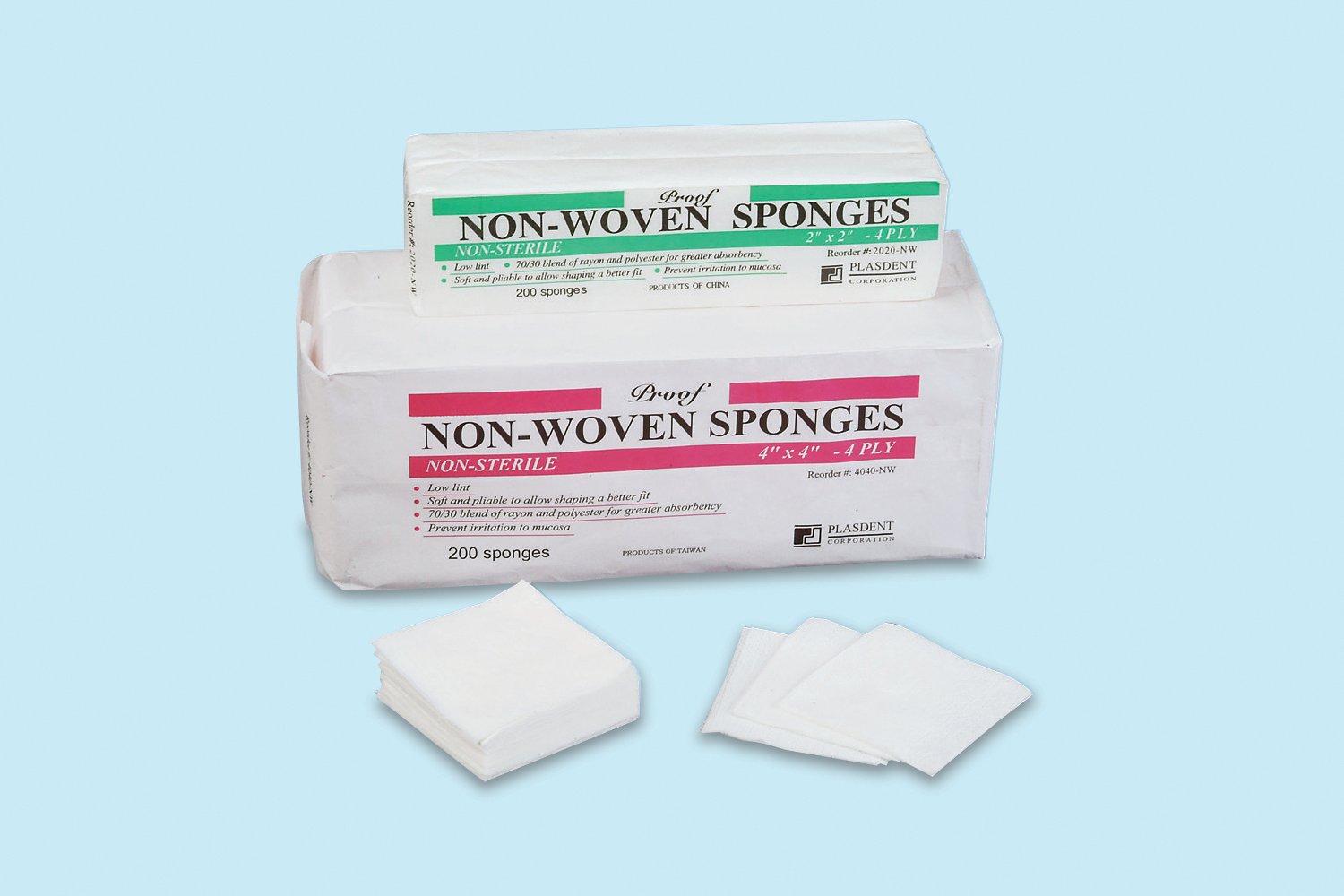 Plasdent NON-WOVEN SPONGES/ Non-Sterile, 2" x 2", 4ply (5000pcs/case)