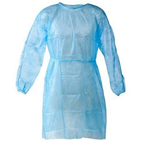 Plasdent Poly supreme REUSABLE Isolation Gowns, Ties at Neck and Waist - One Size Fits Most , Blue 1 / Bag