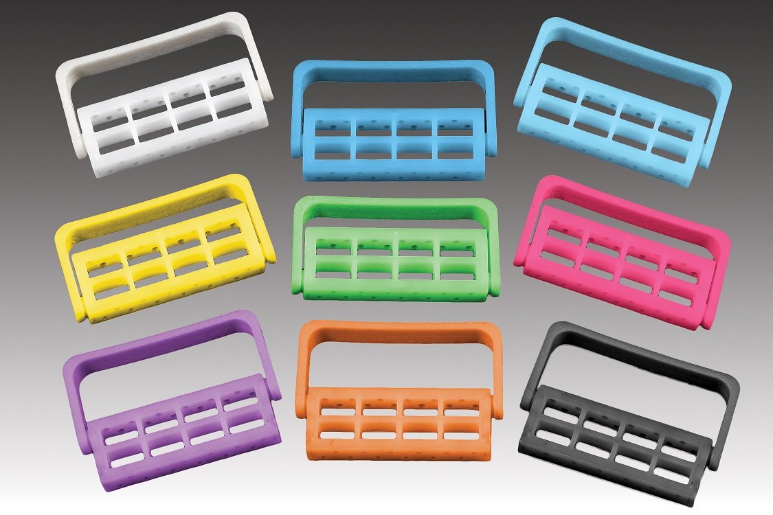 Plasdent BUR CADDY, Reversible, for FG & RA Burs, Capacity: 12,  Adjustable 3 Levels Height, Autoclavable to 250° - WHITE