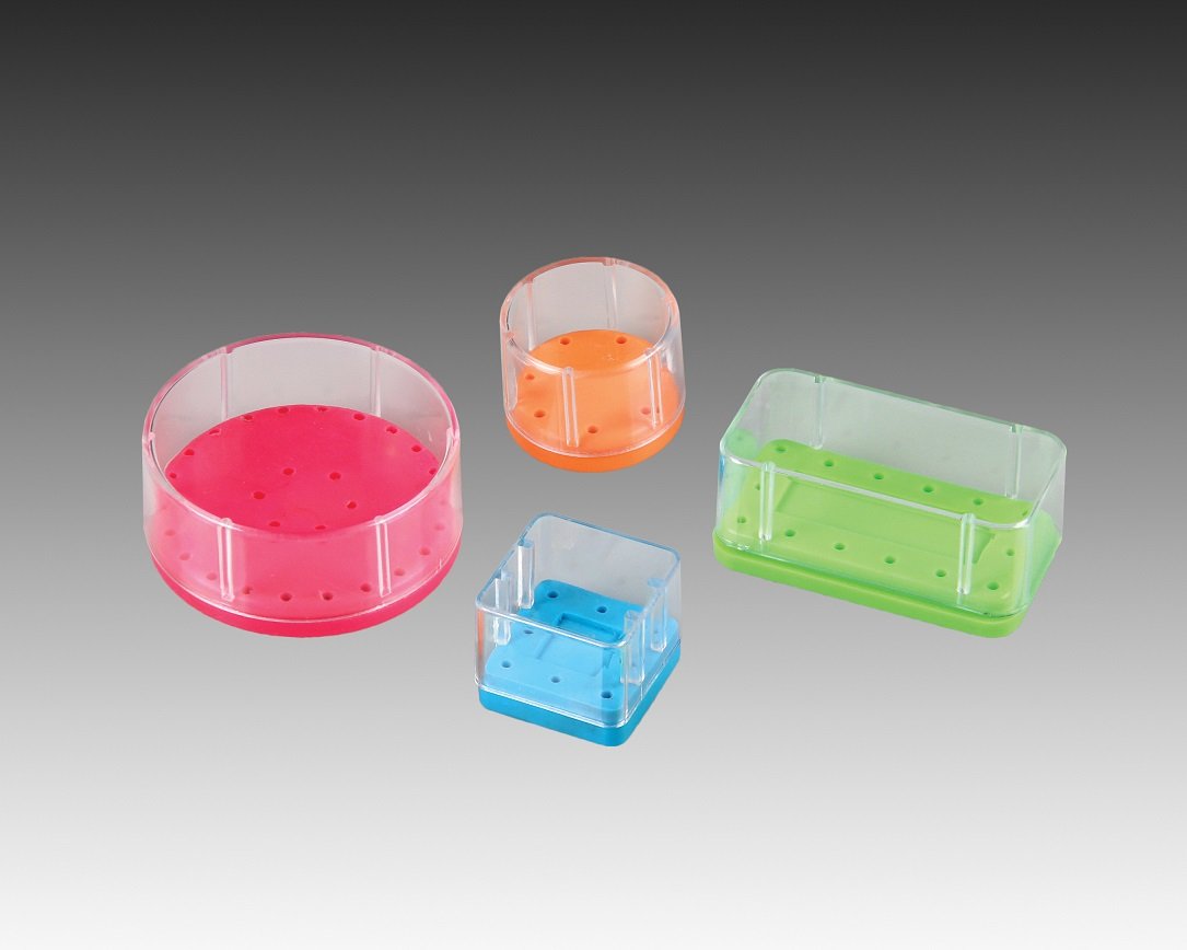 Plasdent SILICONE LARGE ROUND BUR BLOCK (Capacity: 28, Diameter: 2 13/16") - WHITE