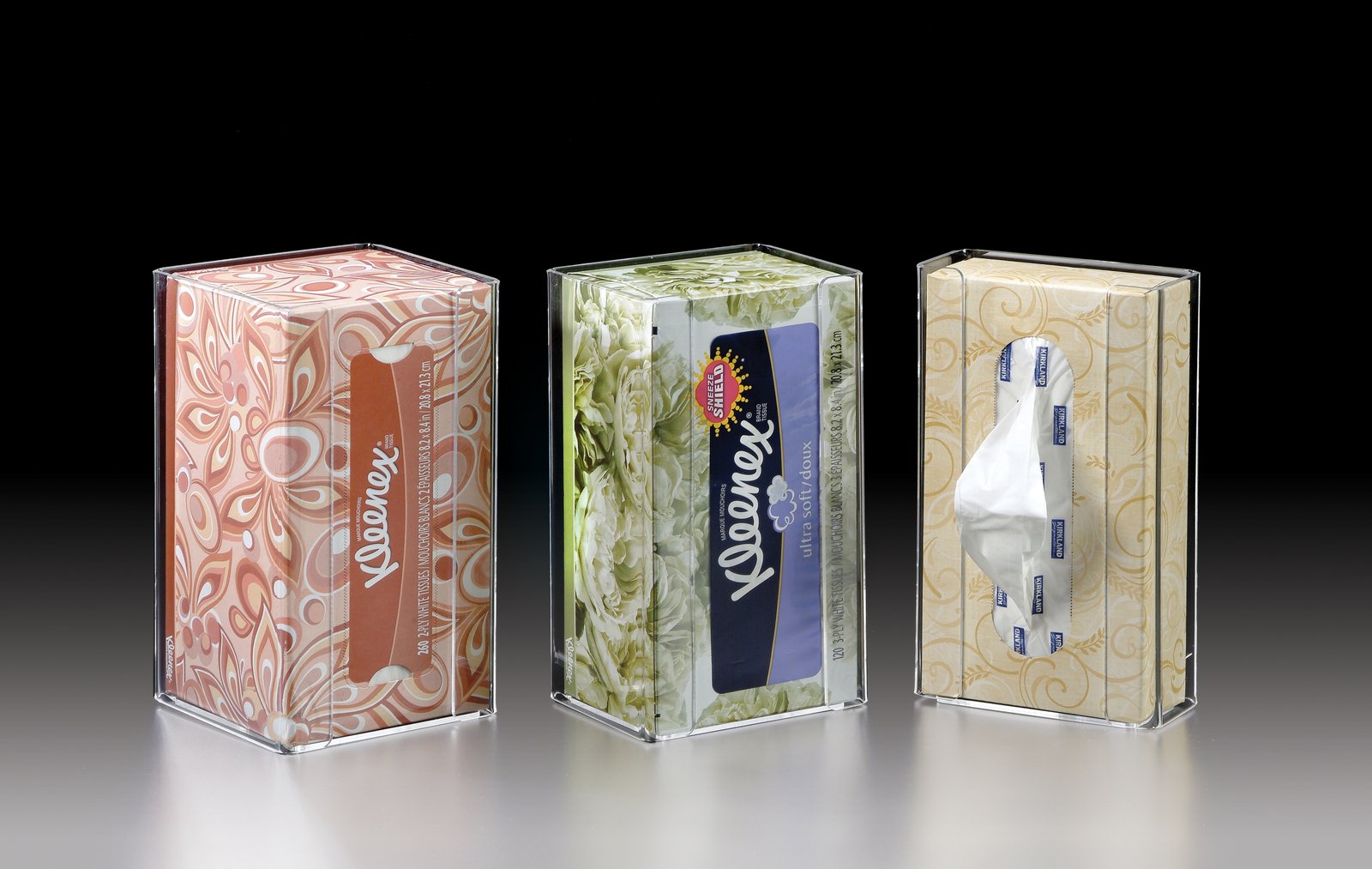 Plasdent ACRYLIC TISSUE BOX DISPENSER for (4¾"W x 9"L x 2"H) BOX VERTICAL