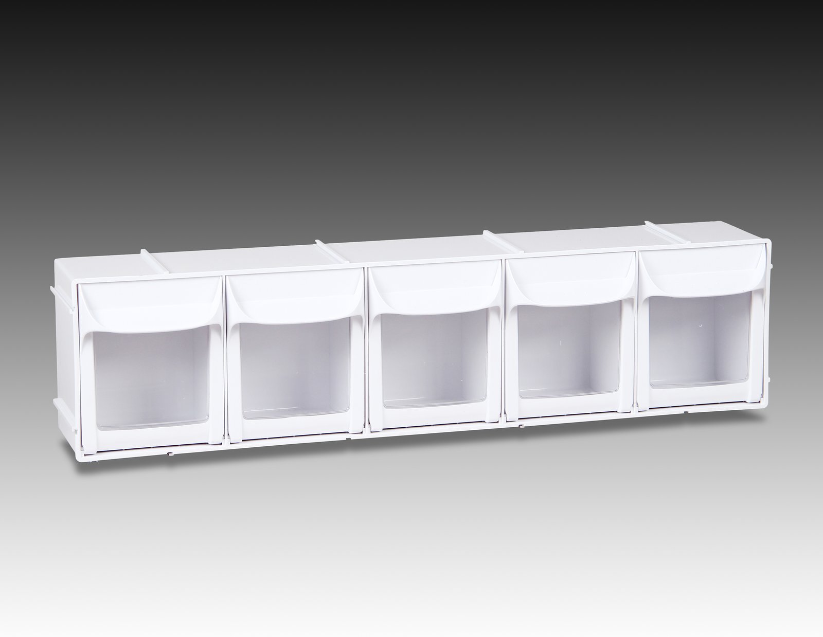 Plasdent 5-Bin Unit - White Frame (23 ⅝" W x 6"H x 4 ¾"D)