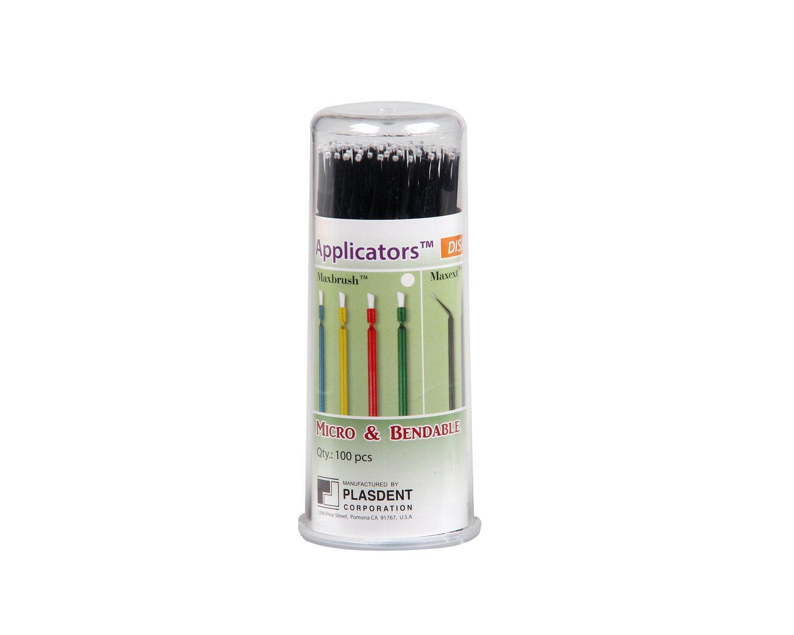 Plasdent MAXMICRO APPLICATORS-0.5mm Ultra-Fine, Black, (100pcs/box)