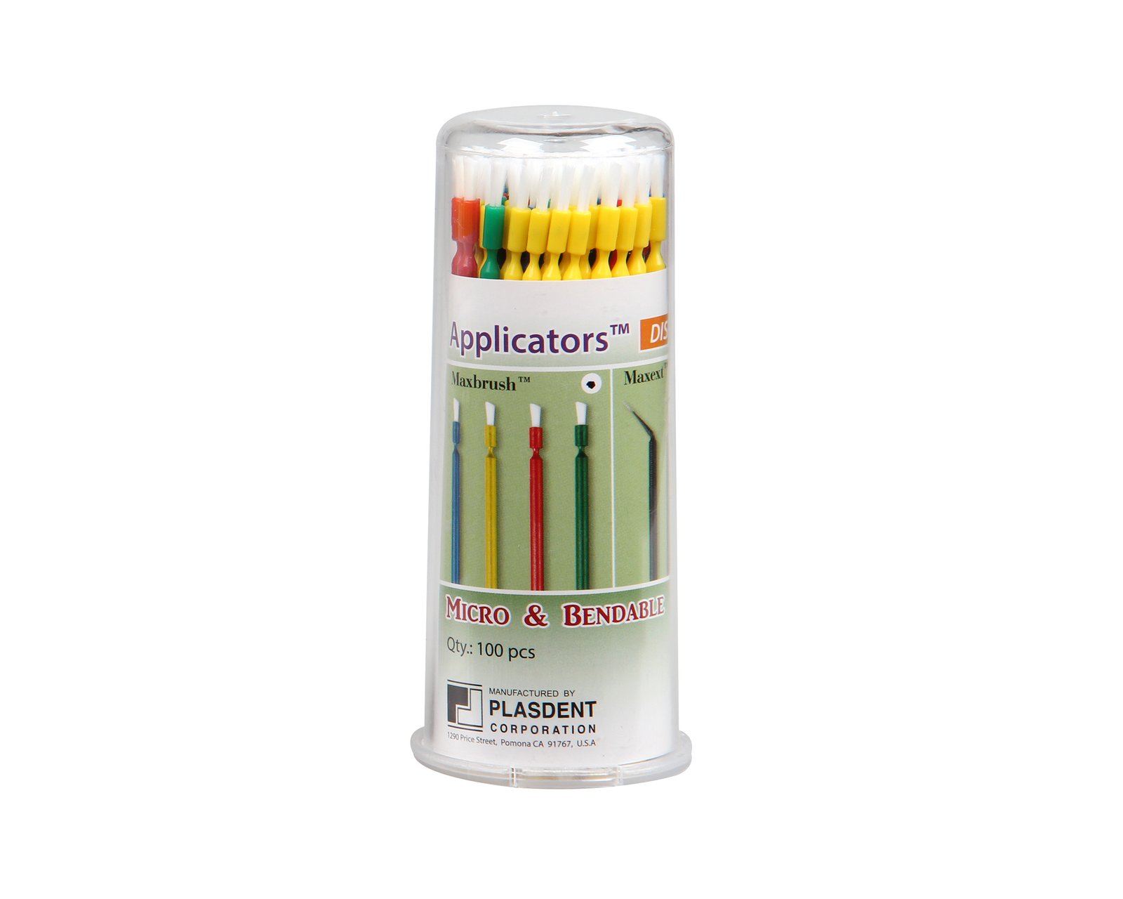 Plasdent MAXBRUSH™APPLICATORS 4" Long, Assorted color (100pcs/box)