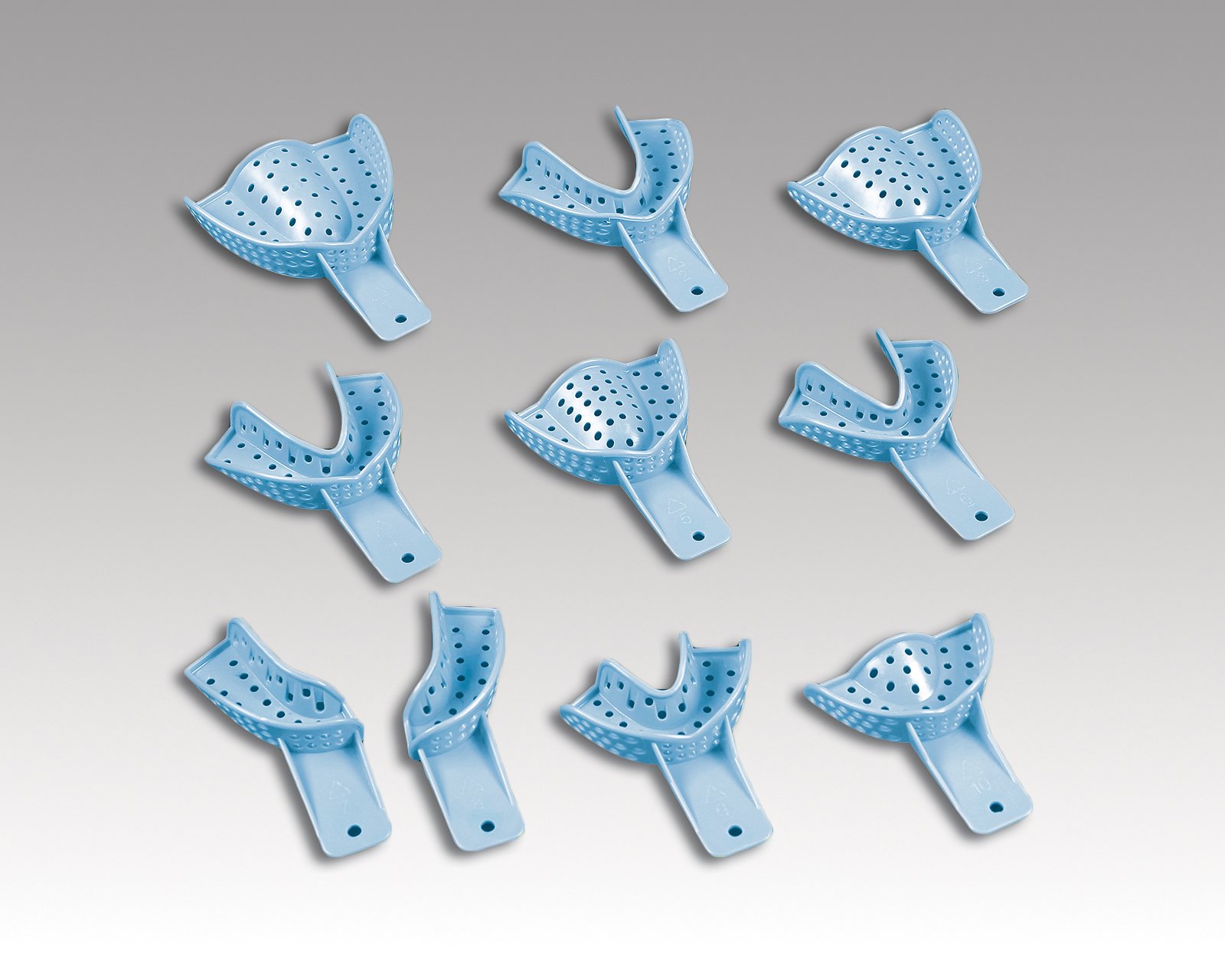 Plasdent Excellent-II Disposable Impression Trays #1 LARGE - UPPER , Baby Blue (12pcs/bag)