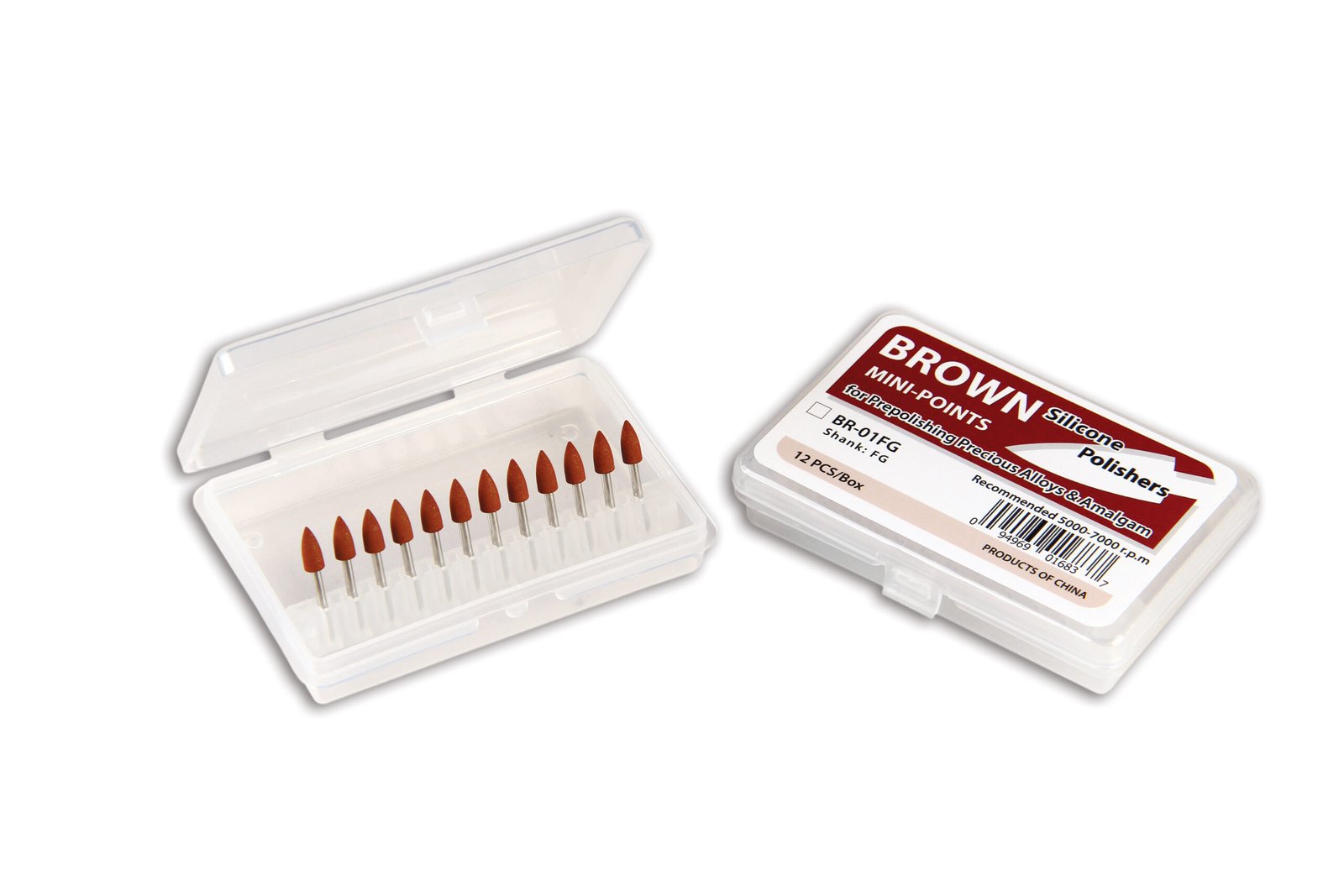 Plasdent SILICONE MINI POINT/ FG BROWN, for Pre-Polishing (12 pcs/box)