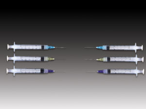 Plasdent Irrigation Pre-Tipped 3cc Syringes - 3cc, 23ga. Side Vented, Monoject®Style, Blue (100pcs/box)