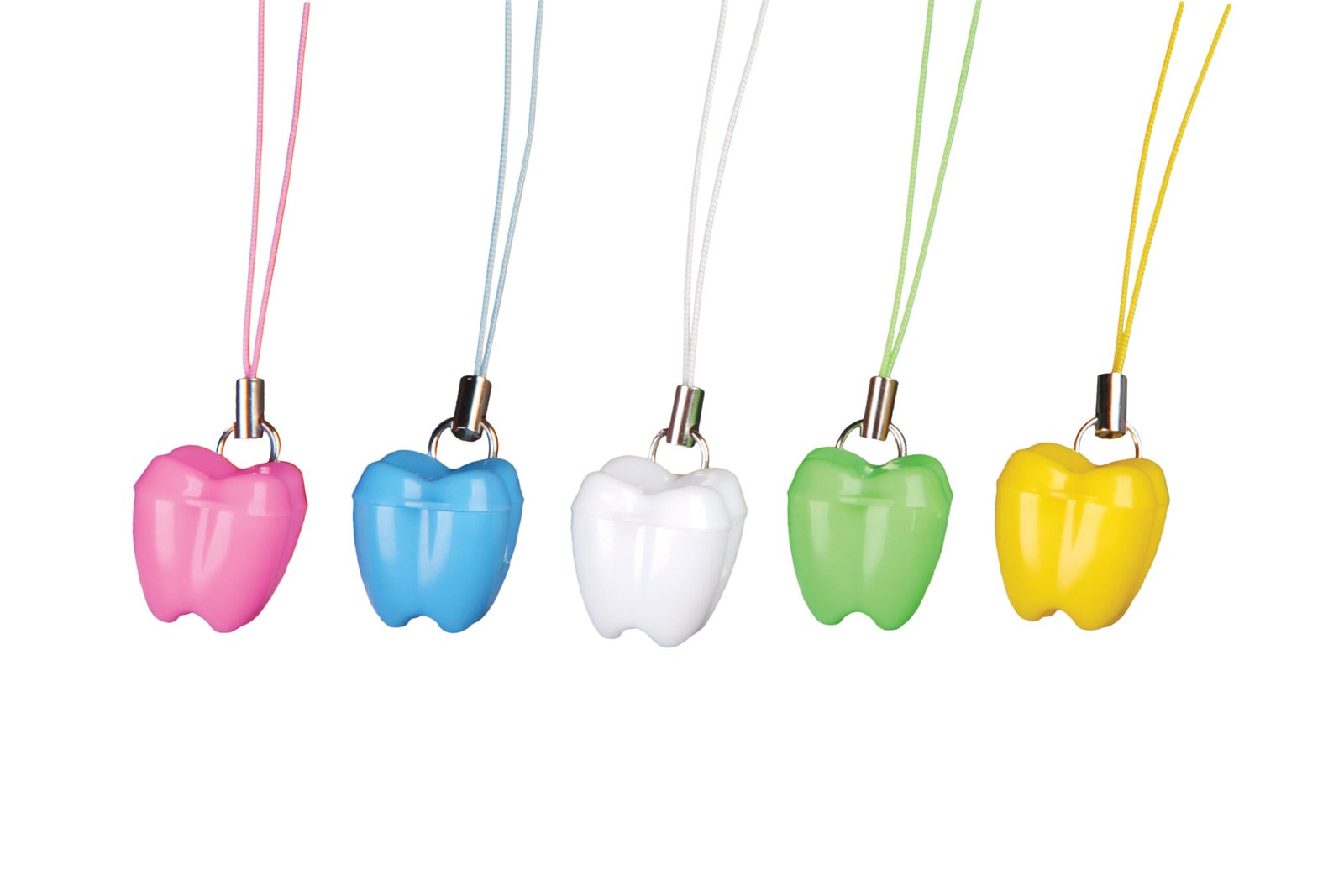 Plasdent Milk Tooth Box with String Assorted 5 Colors, (50pcs/bag)