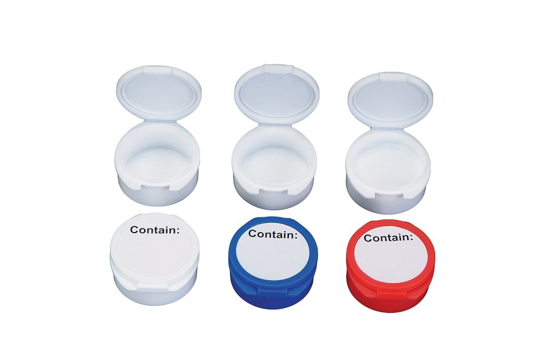 Plasdent LARGE ROUND BOX/Inner Deep ⅝", White, (100pcs/bag with labels)