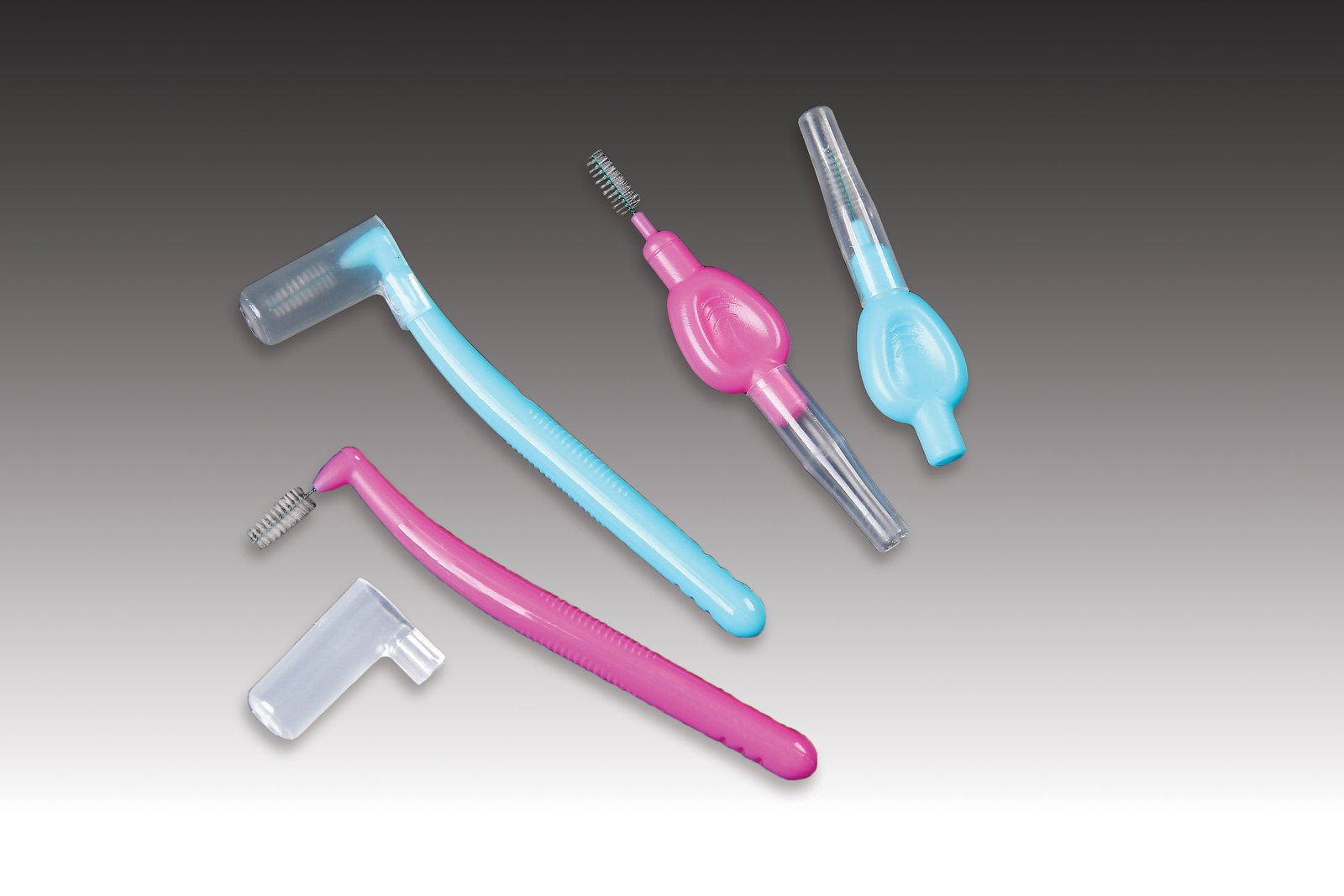 Plasdent Interdental Brushes - MODERATE, Light Blue & Mauve Assorted, (50bags of 1/box)