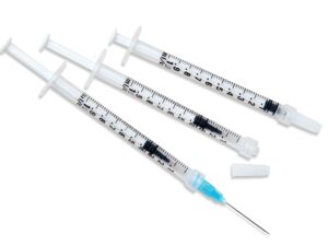 Plasdent 1cc Luer Lock Syringes, Calibrated, Plastic, (100pcs/box)