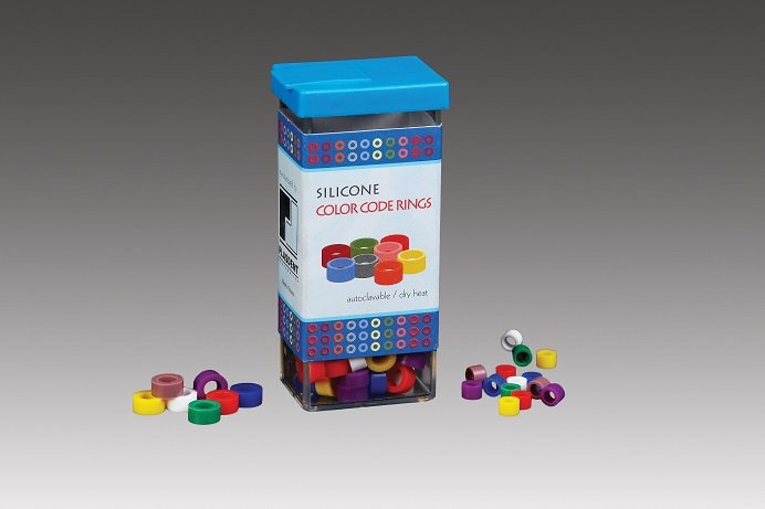 Plasdent LARGE CODE RINGS (1/4"), Silicone - BLACK (60pcs/box, Single color)