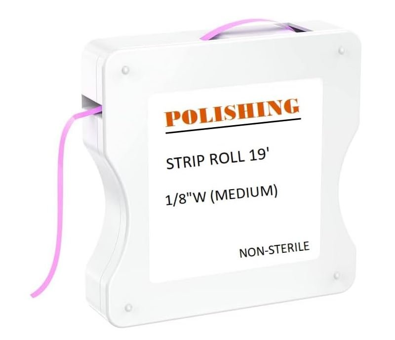 Plasdent Polishing Strip Roll, 19' , ( 1/8''W Medium), NON-STERILE.
