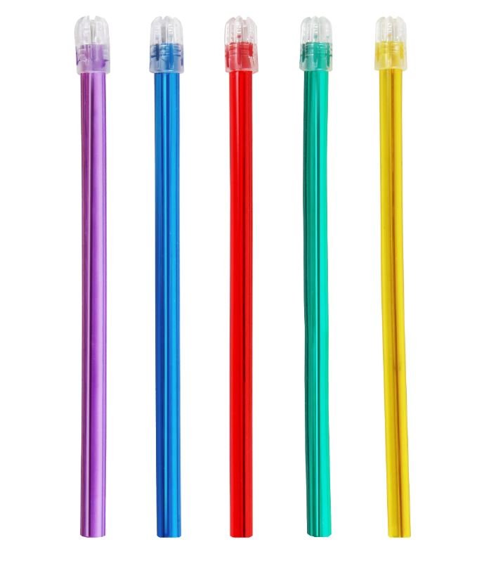 Plasdent Tropical Saliva Ejectors, 5 Translucent  Multi-Colored Tubing, 100pcs/bag, Disposable.