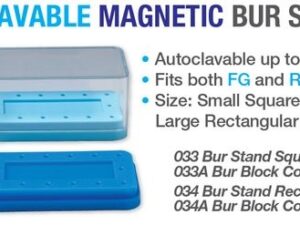 Premium Plus Autoclavable Magnetic Bur Stand (1 pc) - Small Square without Cover, 8 holes