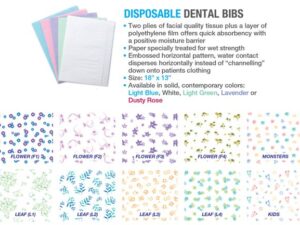  Premium Plus Disposable Dental Patient Bibs (500 pcs) - Floral Pattern 1