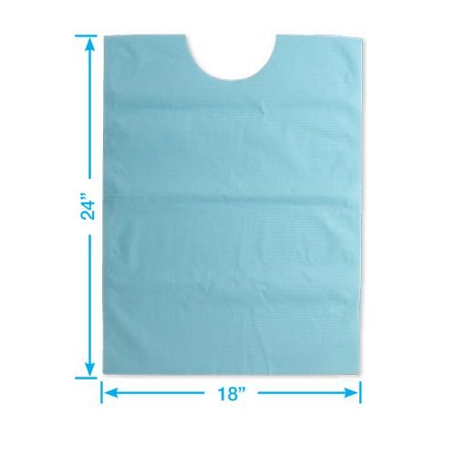 Premium Disposable Prophy Bibs Extra Long, Light Blue (100 pcs)