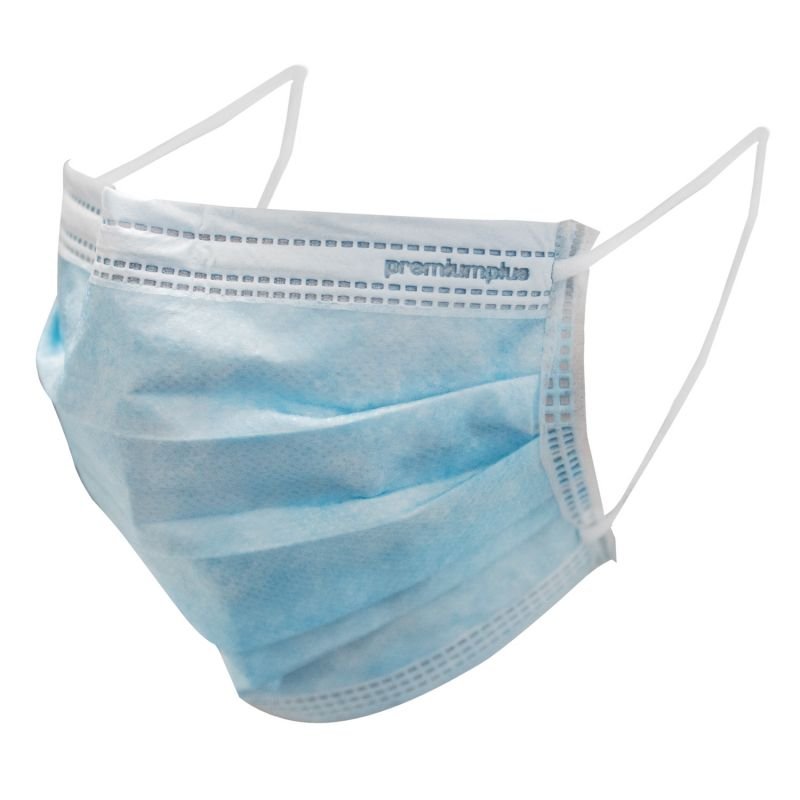 Premium Plus Earloop Face Mask Level 3 Barrier ASTM F2100 Standard - Blue - 50 Masks / Box