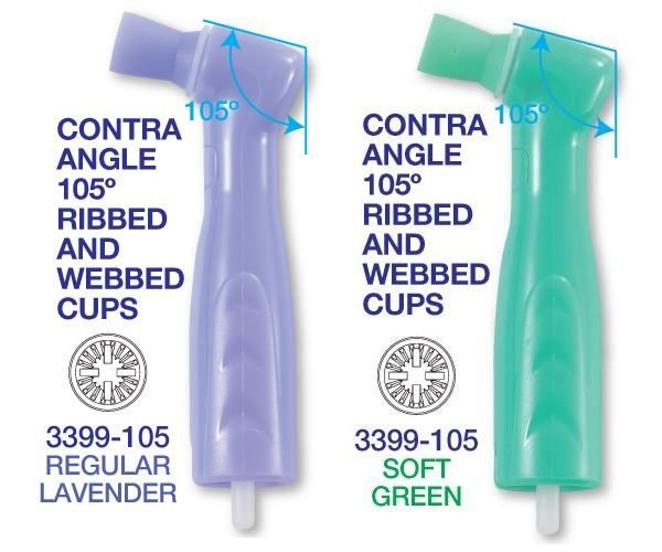 Premium Plus Disposable Prophy Angles with Latex-Free Cups (100 pcs) - Regular/Lavender - 105°